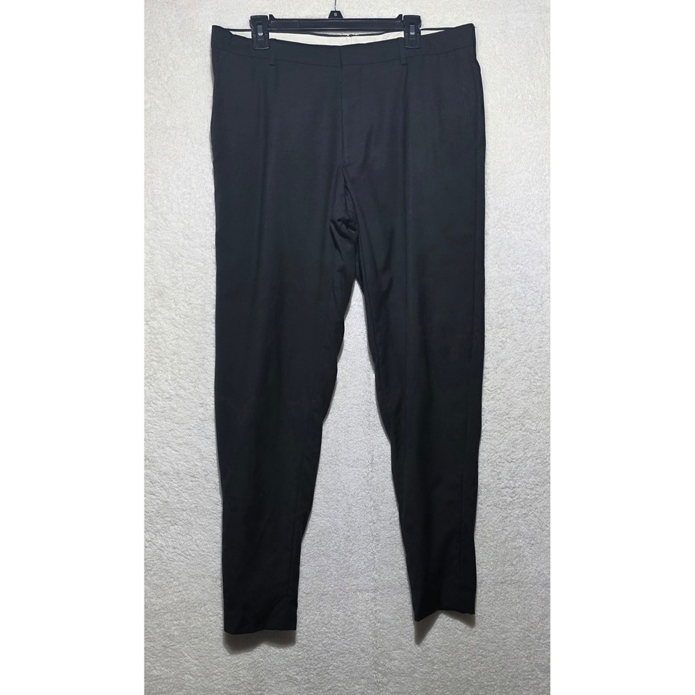 Jos A Bank 1905 Men's Black 100% Wool Flat Front Dress Pants 36R 36x29